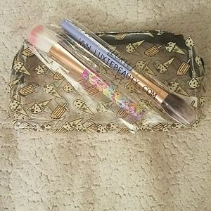 Ipsy Ice Cream Clear Bag & 2 Make Up Brushes